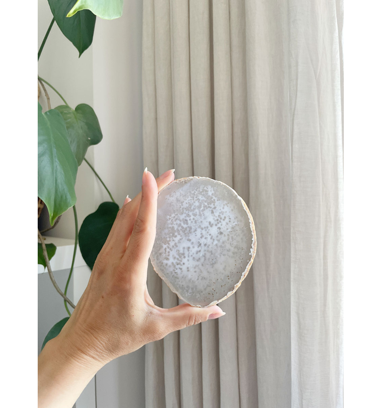 Rodaja de Ágata blanca-perla mediana