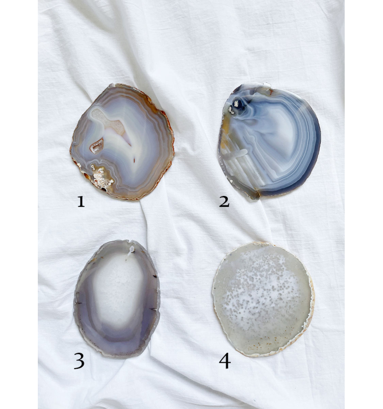Rodaja de Ágata blanca-perla mediana