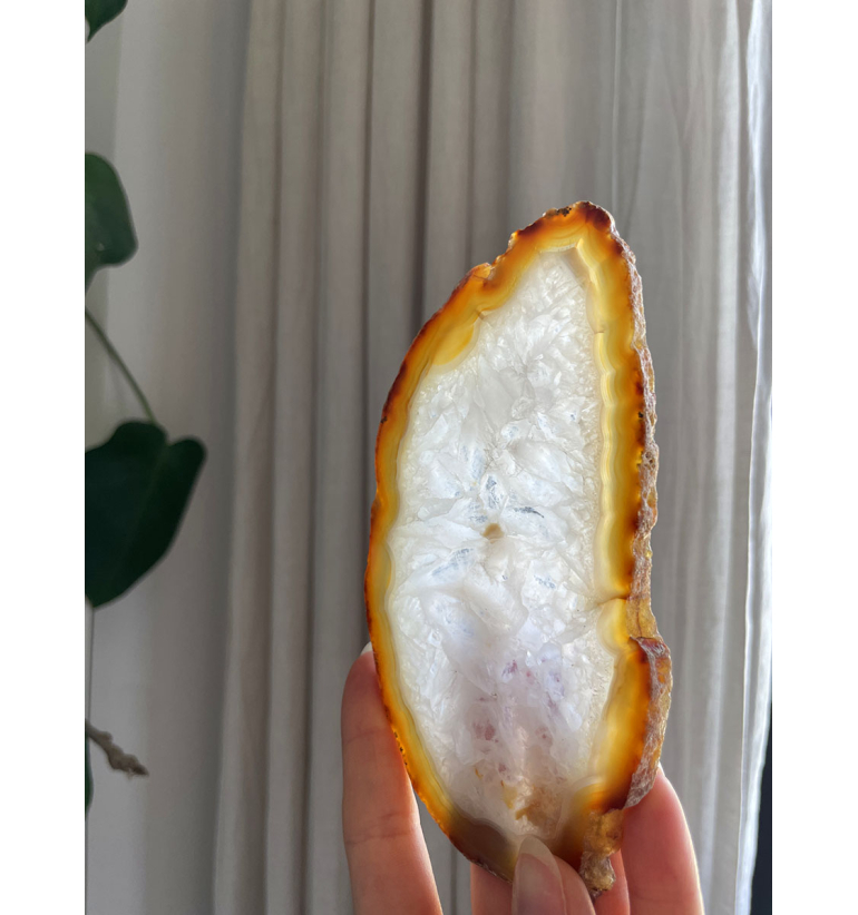 Rodaja de Ágata caoba-anaranjada mediana