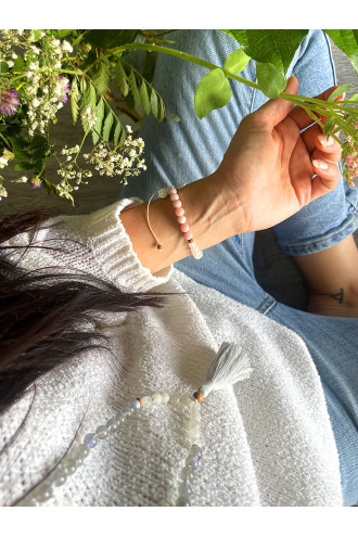 Full Moon Mala con Gemas naturales y Sándalo. Collar de meditación y yoga. 2