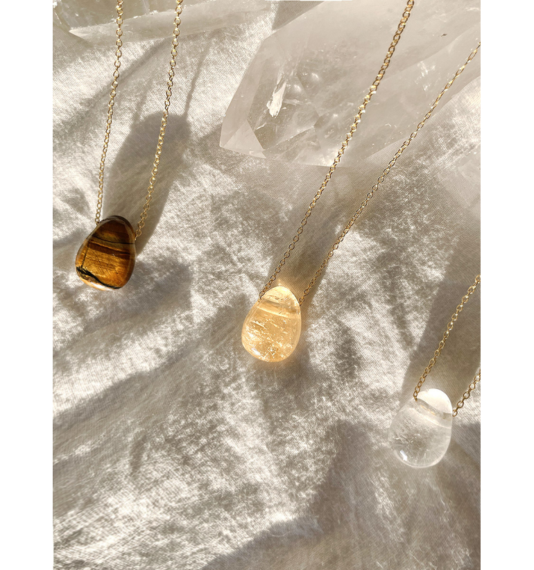 Manipura collar de Oro24K Citrino, Cuarzo y Ojo de Tigre