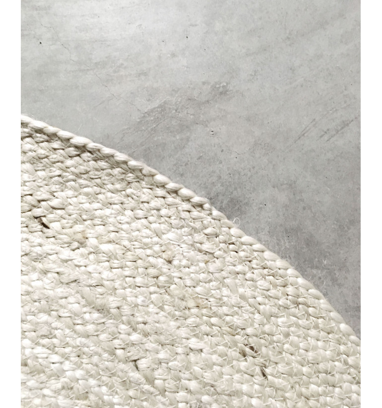 Alfombra redonda de yute beige y blanco ⌀ 140 cm HALFELI 