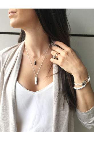 Orion collar de Plata libre de químicos y Turmalina negra radial 2