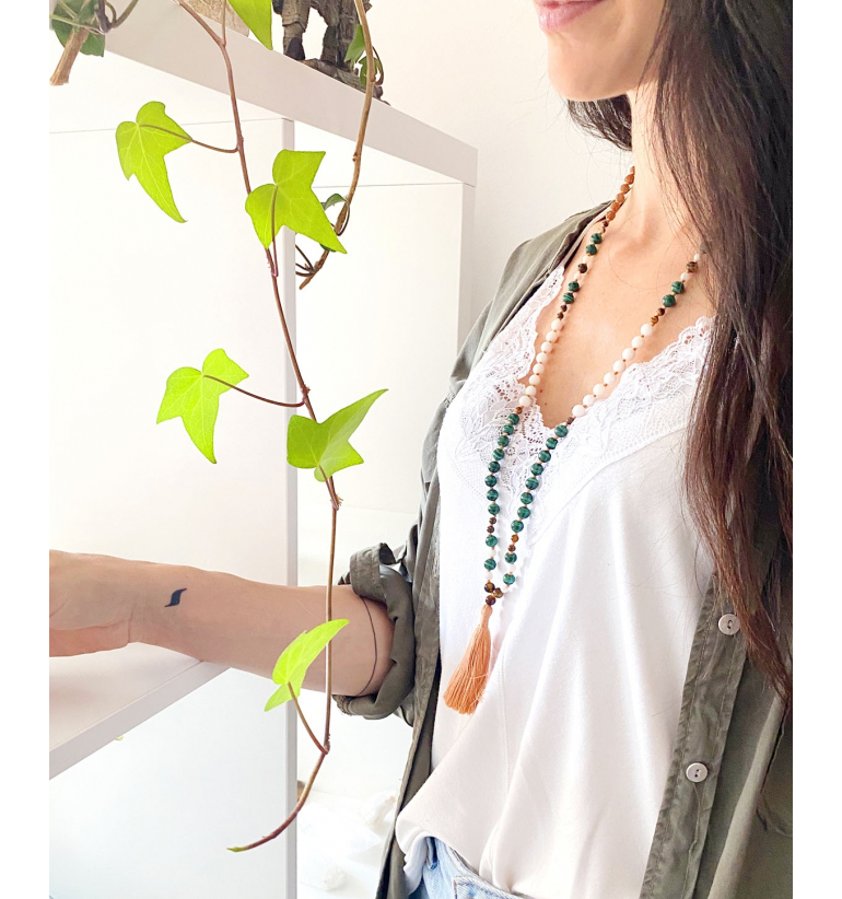 Fauna Mala con Gemas naturales y Rudraksha