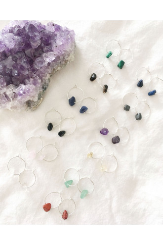 Astro pendientes con las Gemas de los signos del zodiaco y Plata libre de químicos 2