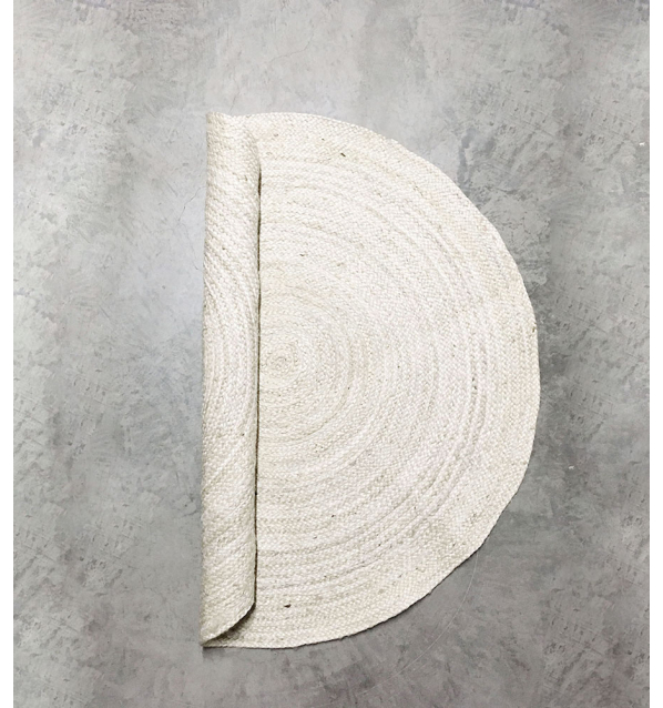 Alfombra redonda de yute blanco sostenible