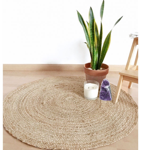 Alfombra redonda de yute sostenible