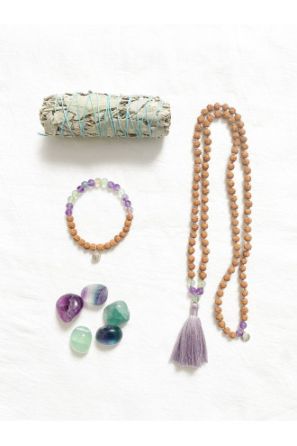Rainbow Mala con Gemas naturales y Rudraksha 2