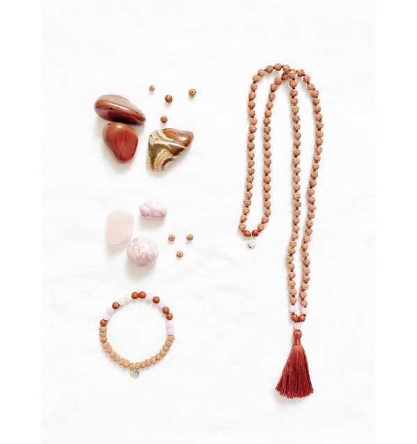 Root Pulsera con Gemas naturales y Rudraksha