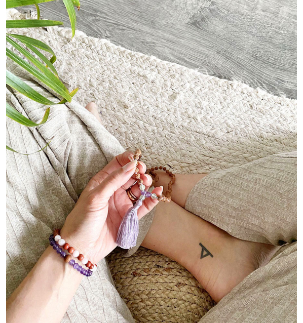 Root Pulsera con Gemas naturales y Rudraksha