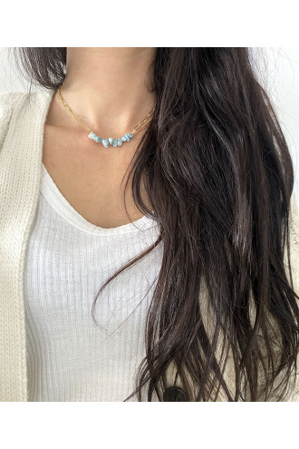 Visuddha collar de Plata y Oro de 24 kilates con Larimar natural 2