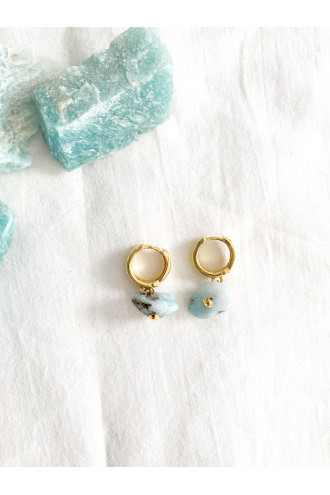 Visuddha pendientes de Plata y Oro de 24 kilates con Larimar natural 2