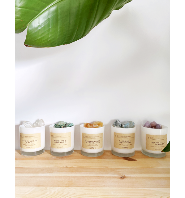 Vela de Soja y Cuarzo cristal: Espiritualidad y Paz