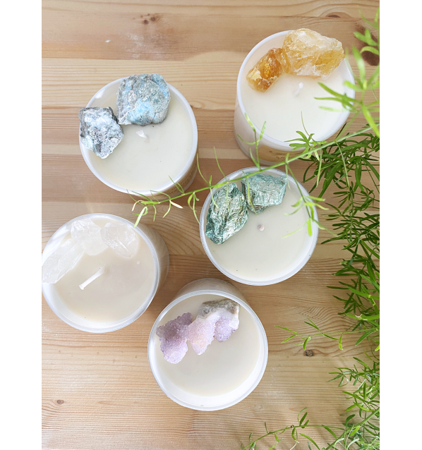 Vela de Soja y Cuarzo cristal: Espiritualidad y Paz