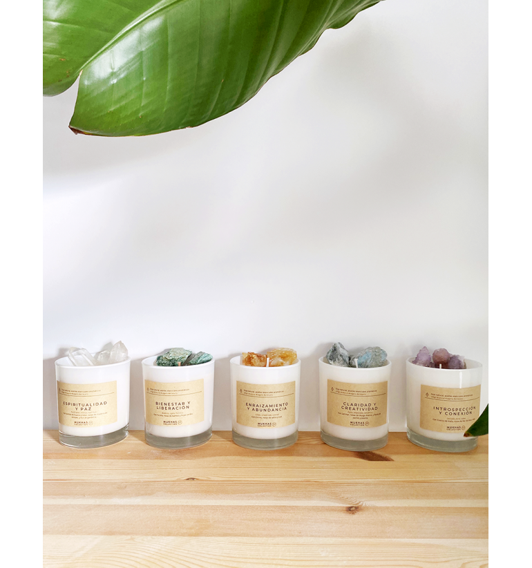 Vela de Soja y Cuarzo cristal: Espiritualidad y Paz