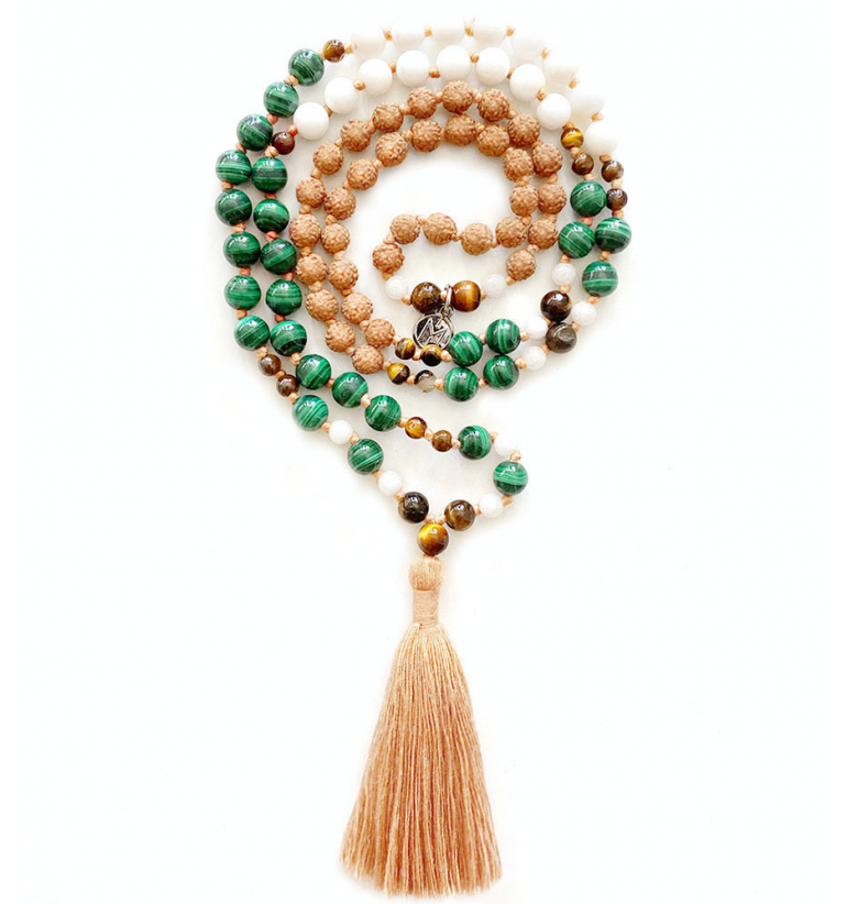 Fauna Mala con Gemas naturales y Rudraksha