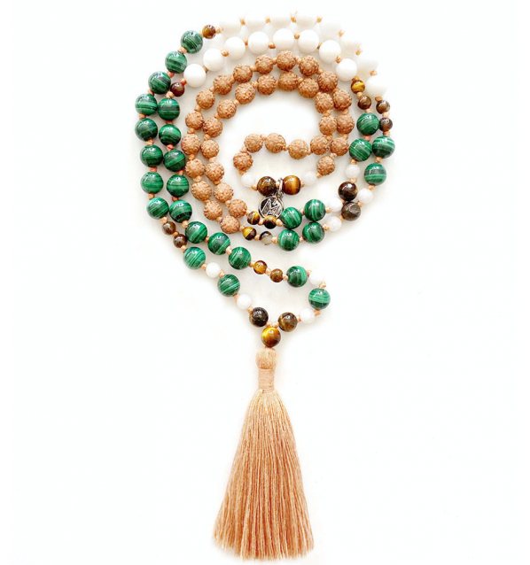 Fauna Mala con Gemas naturales y Rudraksha