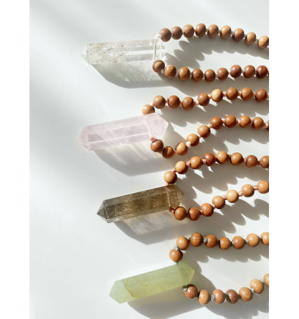 Dagaz Mala biterminado con Cuarzo cristal natural y Sándalo