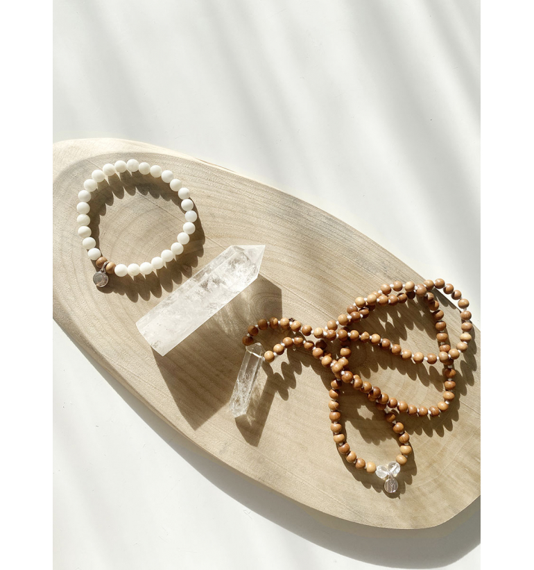 Dagaz Pulsera con Ágata blanca y Sándalo