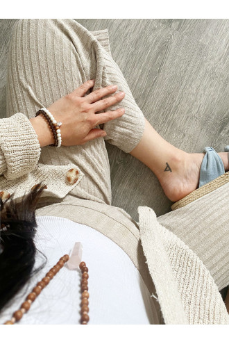 Fehu Pulsera con Cuarzo ahumado natural y Sándalo. 2