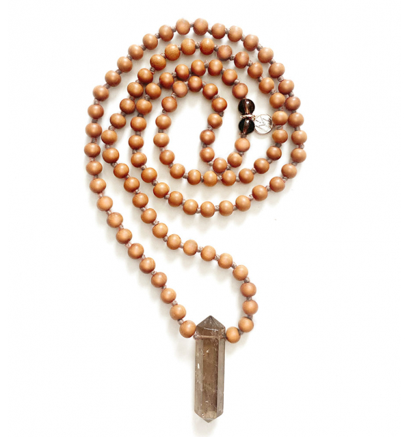 Fehu Mala Biterminado con Cuarzo ahumado natural y Sándalo.
