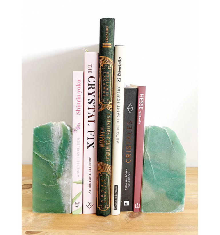 Sujetalibros Aventurina verde en...