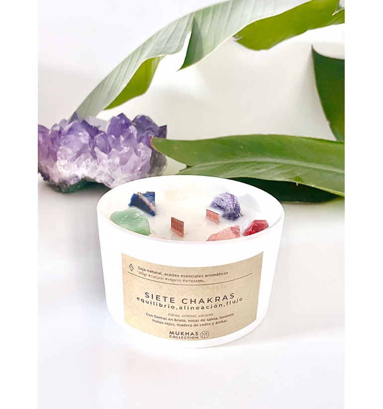 Vela de Soja y Gemas en bruto Siete...