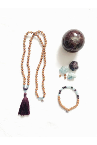 Moonrise Mala con Gemas naturales y Rudraksha. Collar de meditación y yoga 2