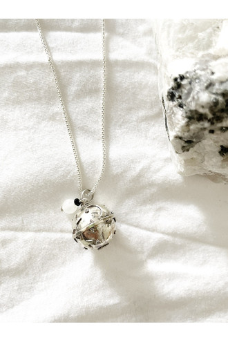 Llamador de Ángeles de Plata libre de químicos, con piedra Luna y Ónix 2