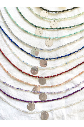 Constelaciones collar con las Gemas de los signos del zodiaco y Plata libre de químicos 2